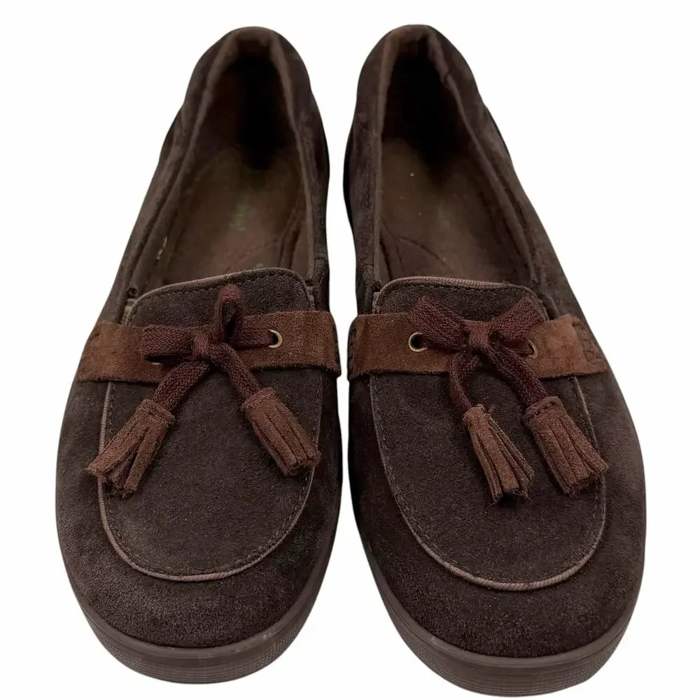 Grasshoppers Brown Suede Tassel Moccasin Loafers Comfort Flats Shoes Sz 7.5M